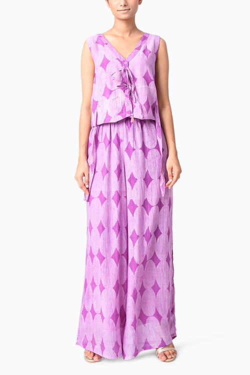 Vest Plum Shima Tama Co-ord Set