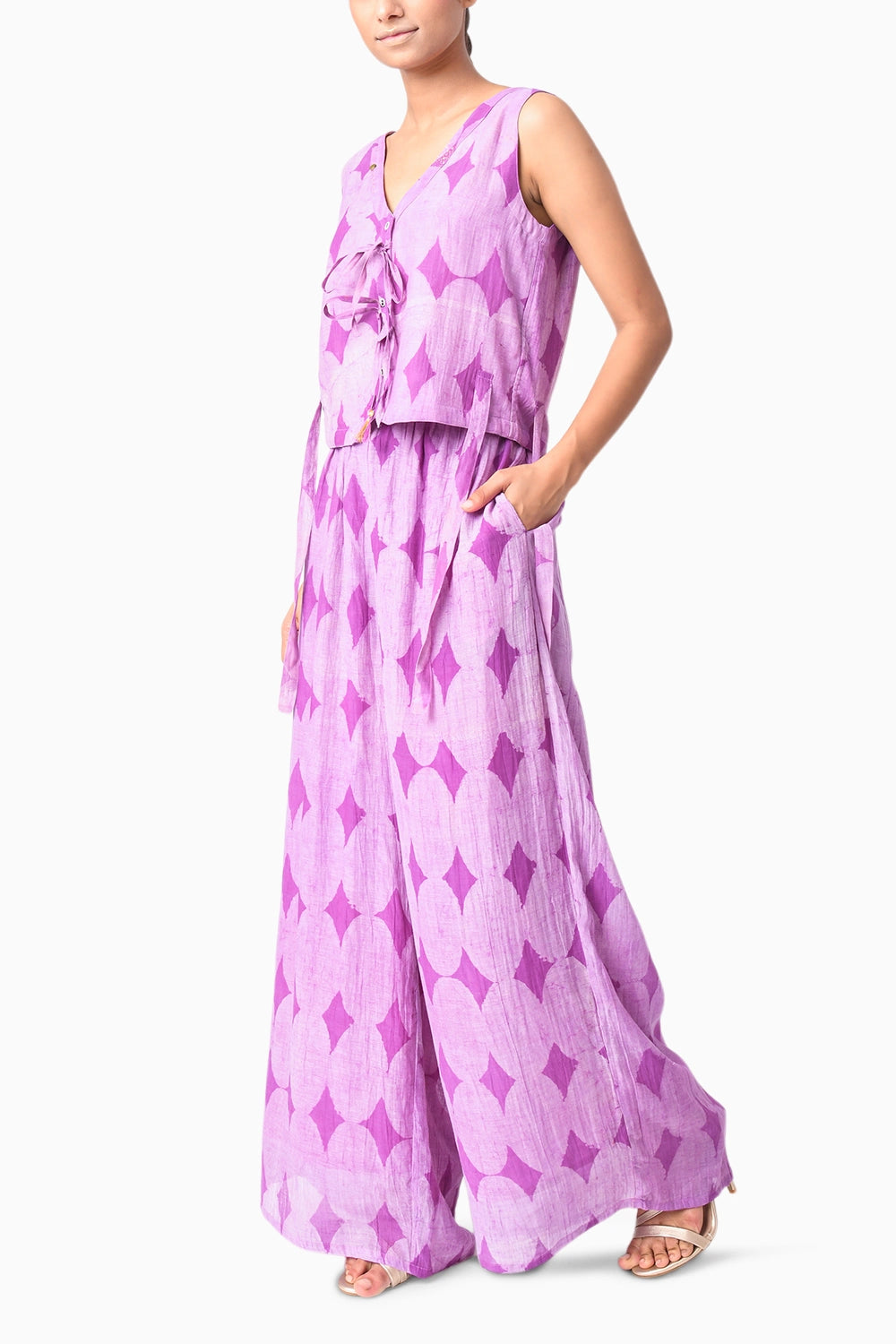 Vest Plum Shima Tama Co-ord Set