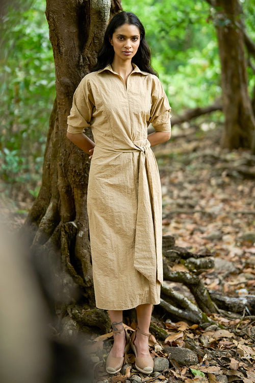 Side Tie Midi Dress