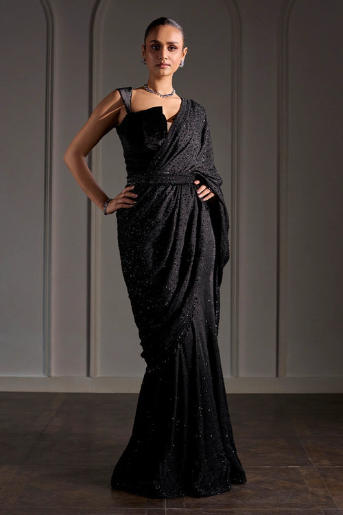 Velvet Veil Saree with Corset Blouse