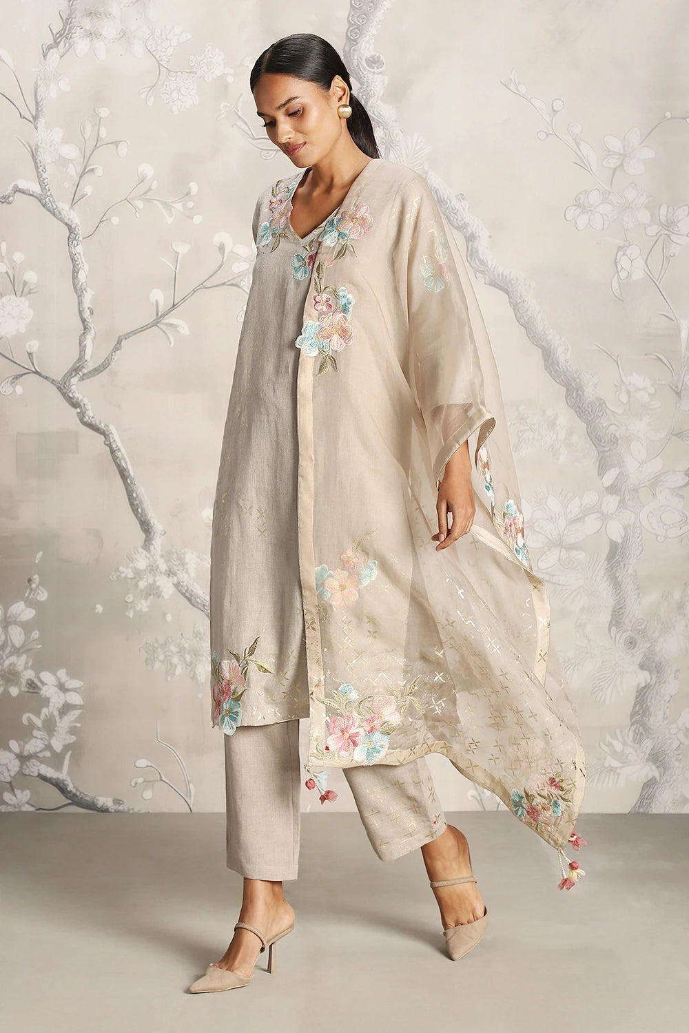 Corsage Natural Kurta Pant and Dupatta Set