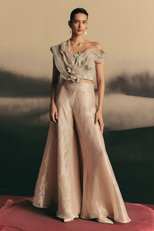 Pale Pink Lustre Blouse And Pants