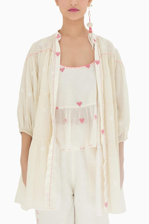 Cream Hand Woven Reversible Jacket