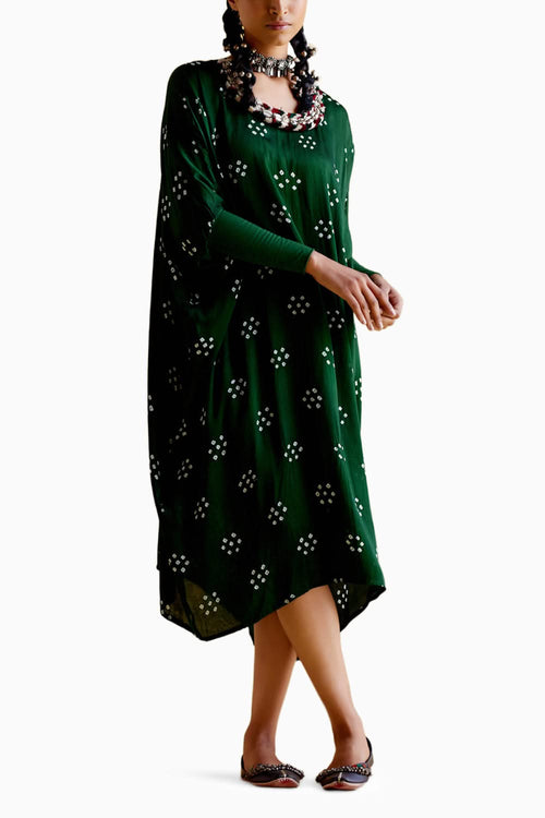 Annapoorna Green Bandhini Kaftan