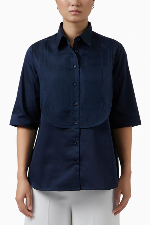 Organza Bib Navy Shirt