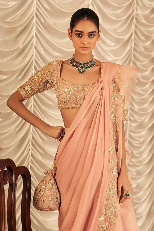 Hunarban Dusky Pink Sari Set