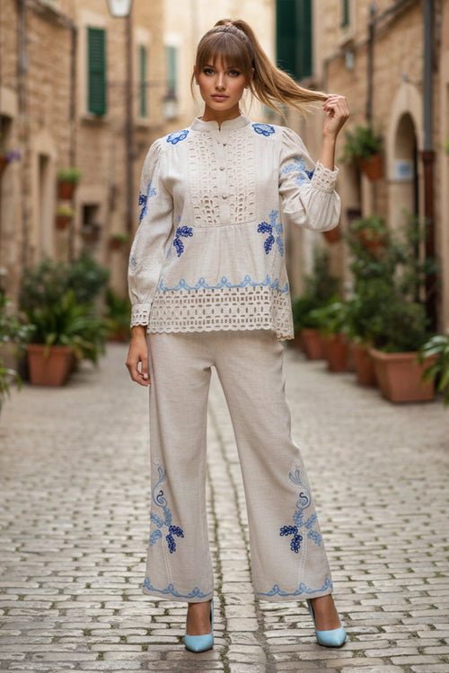 Sand Bird Paradise Embroidered Co-ord Set