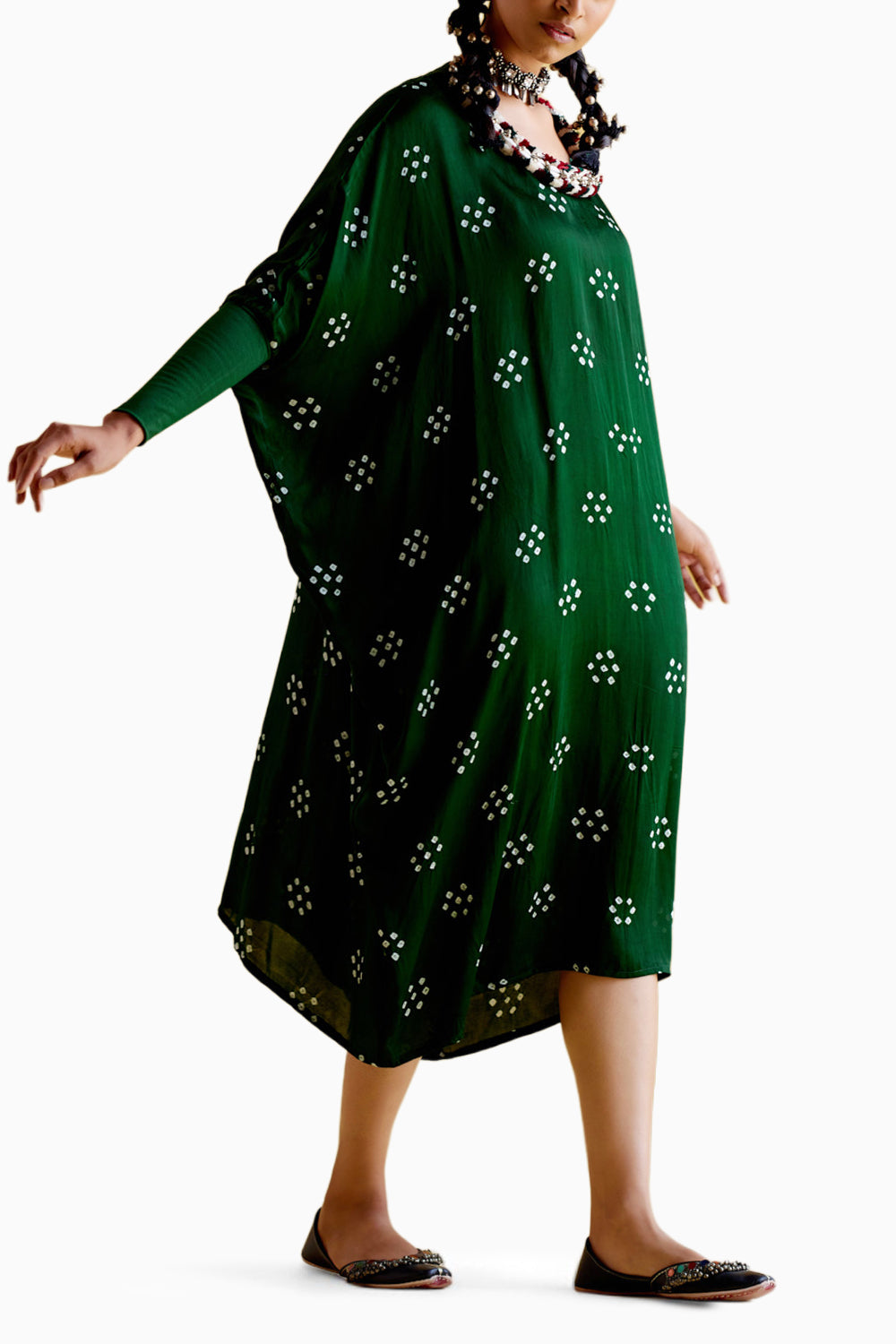 Annapoorna Green Bandhini Kaftan