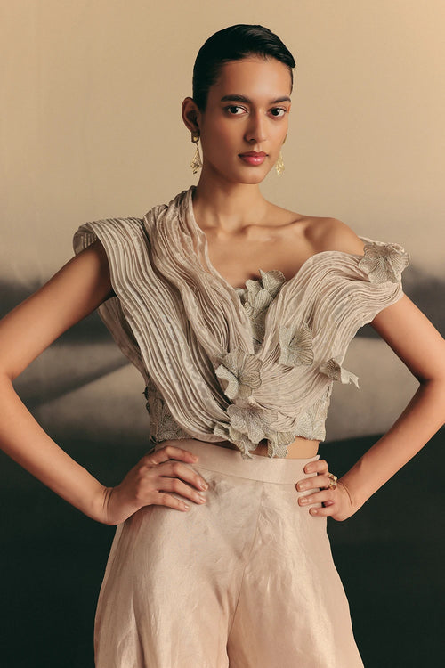 Pale Pink Lustre Blouse And Pants