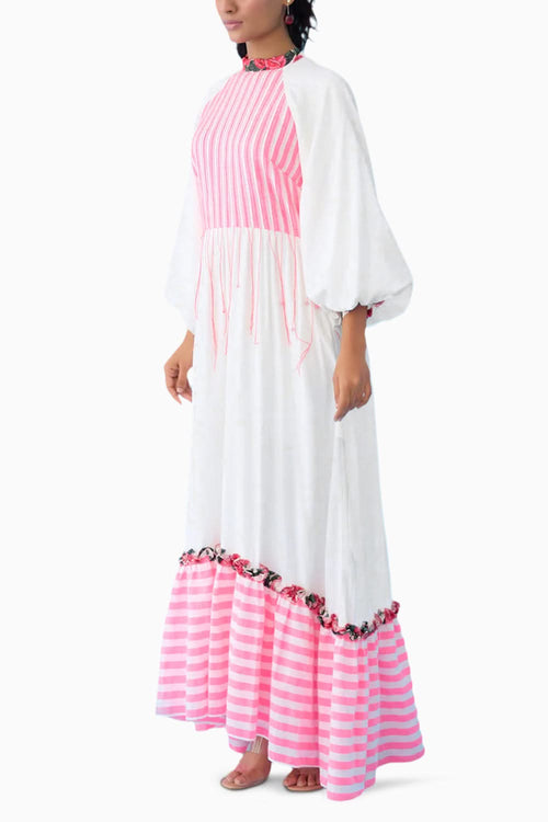 White Candy Stripes Maxi Dress