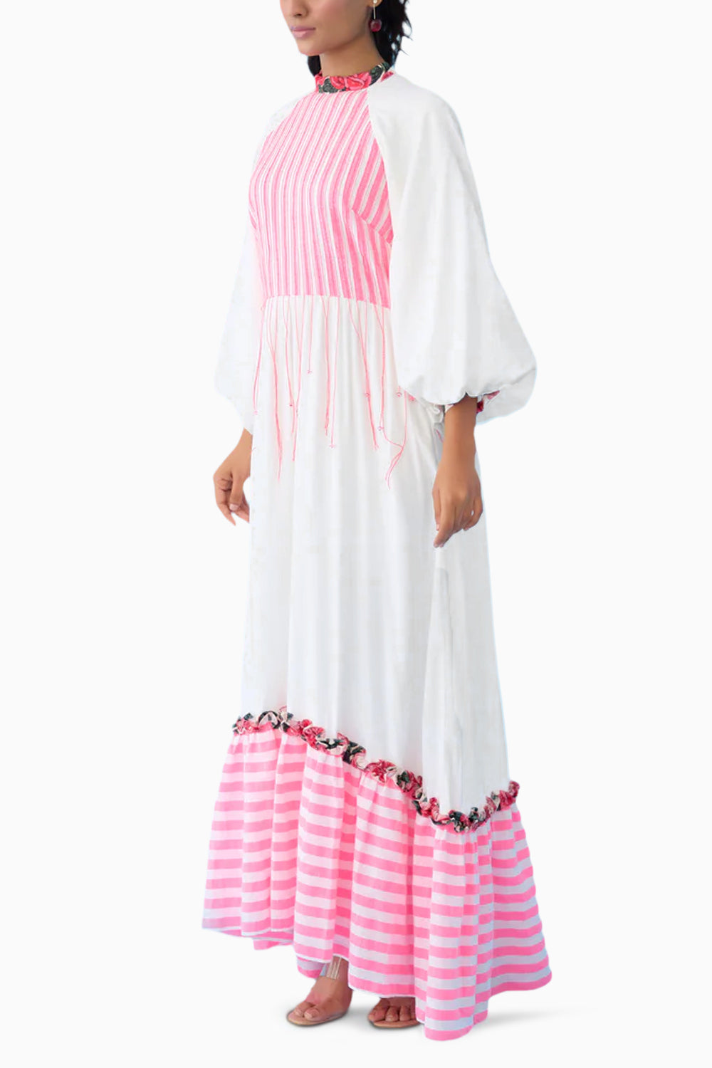 White Candy Stripes Maxi Dress