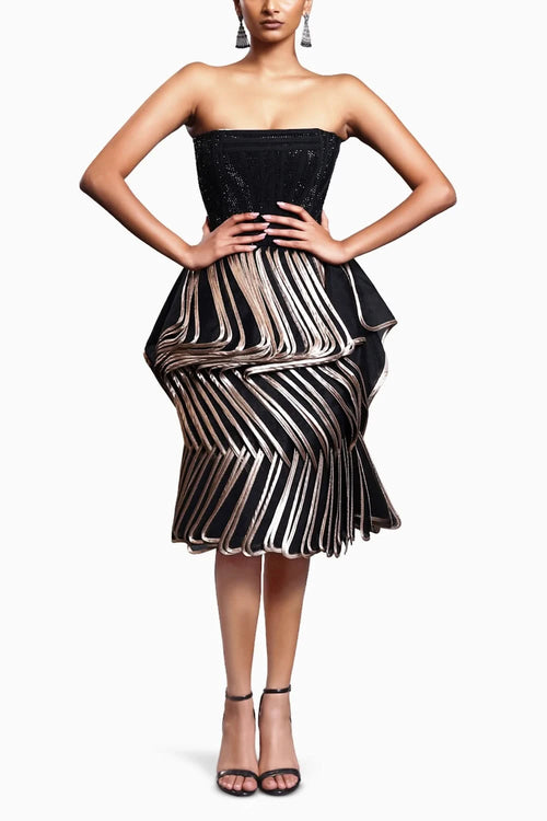 CF Black Cascade Dress