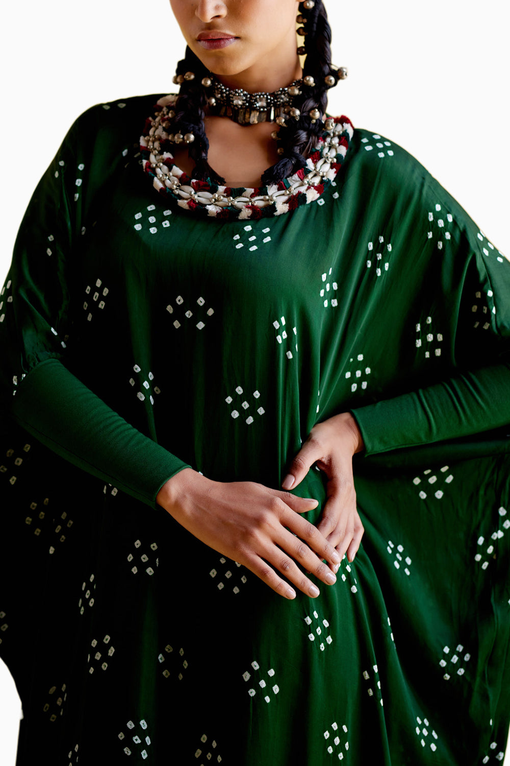 Annapoorna Green Bandhini Kaftan