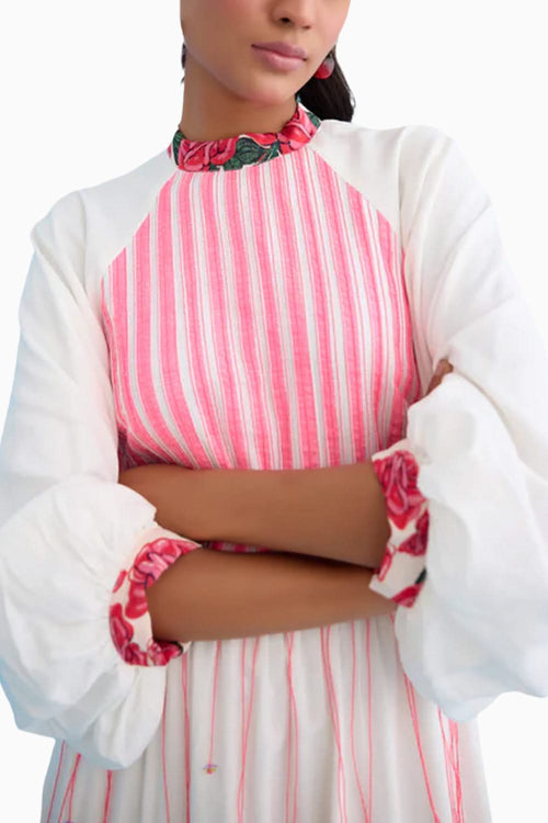White Candy Stripes Maxi Dress