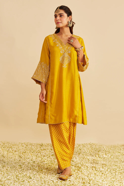 Niyah Mustard Short Chauga with Salwar