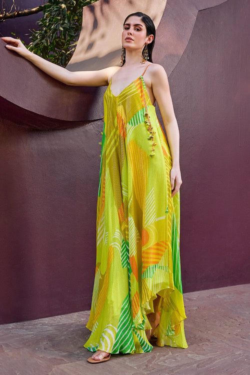 Lurex Strappy Backless Flowy Dress