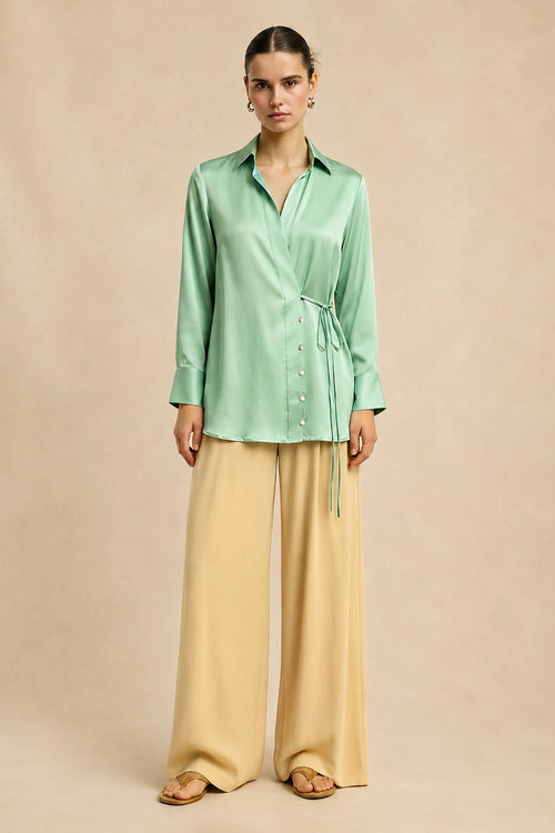 Ash Green Wrap Blouse