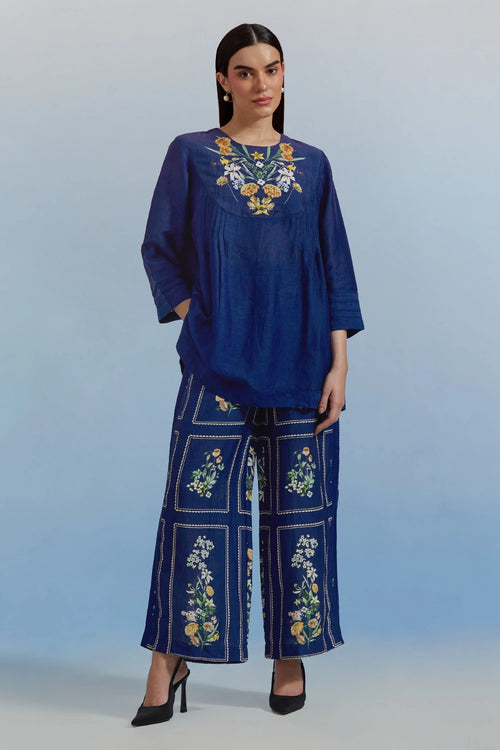 Blue Bouquet Top and Pant Set
