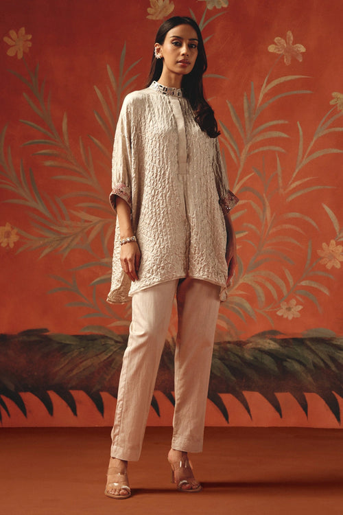 Moon Dust Bandhani Oversize Shirt with Cigarette Pants