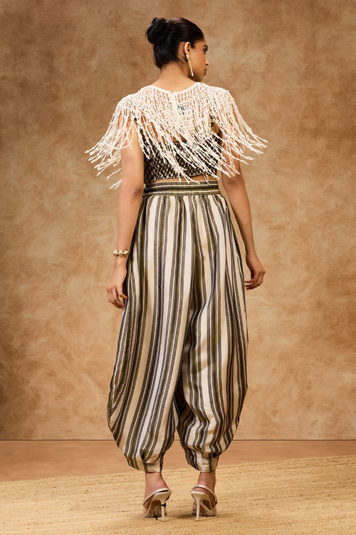 Pearl Cape And Mosaic Bustier With Pants Set