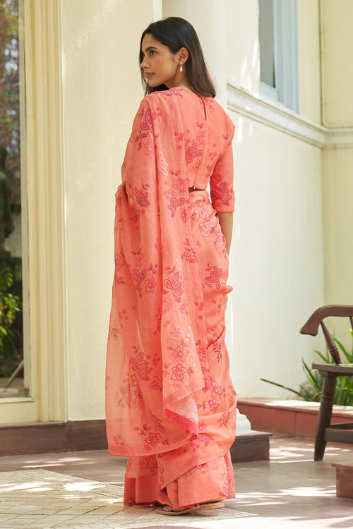Hibiscus Floral Applique Saree