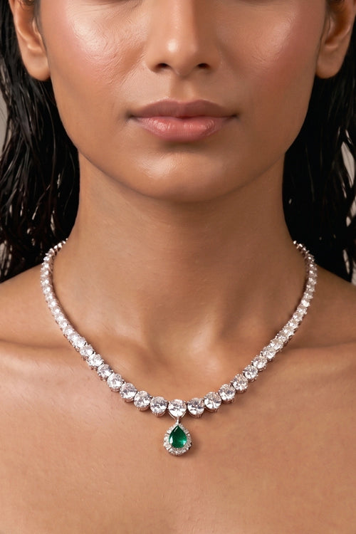 Graduated Round Solitaire Drop Necklace