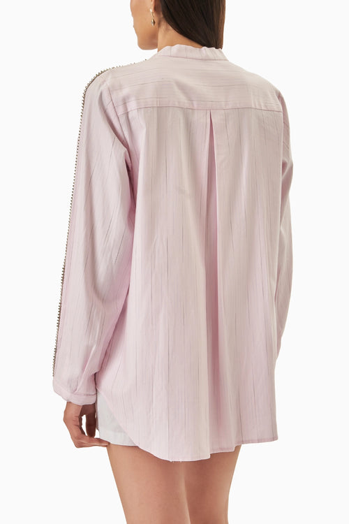Pink Cotton Line Weave Shirt