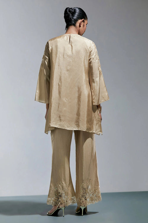 Shell Floral Threadwork Silk Co-ord Set