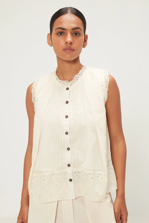 White Wild Pearl Top