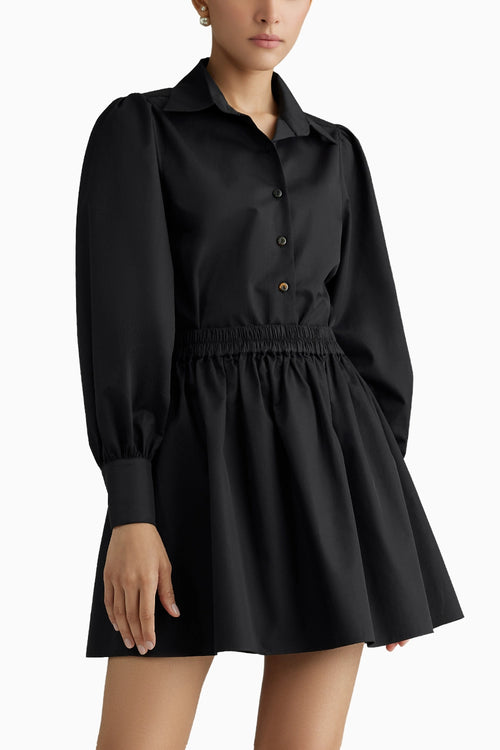 Black Cotton Mini Skirt