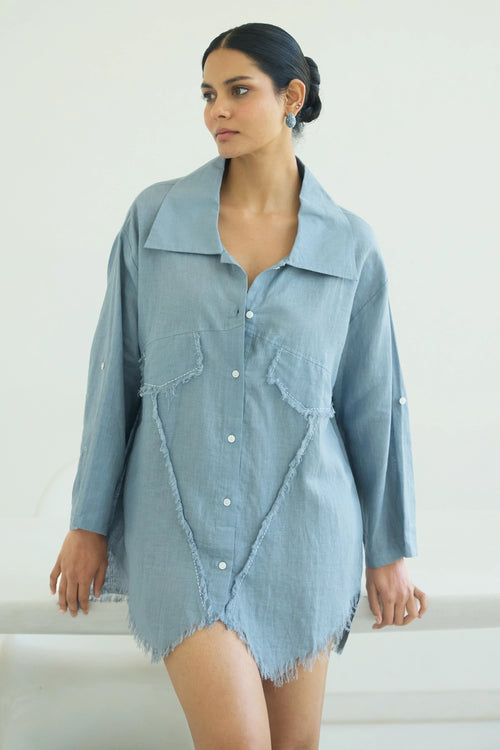 Muffu Fringes Blue Shirt