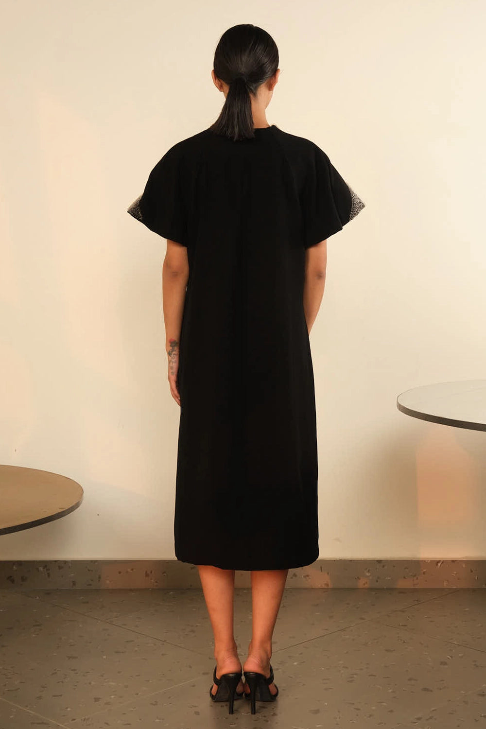 Fish Gill Black Overlay Dress