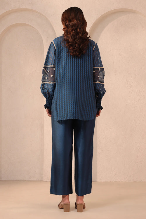 Vaayu Dark Blue V Neck Co-ord Set