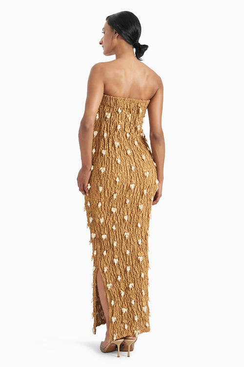 Gold Baroque Pearl Handloom Bodycon Dress