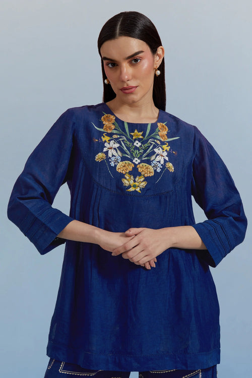 Blue Bouquet Top and Pant Set