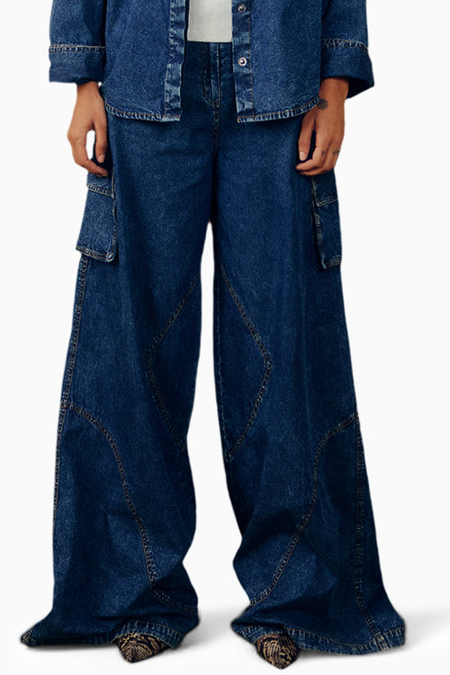 Washed Denim Flared Pants