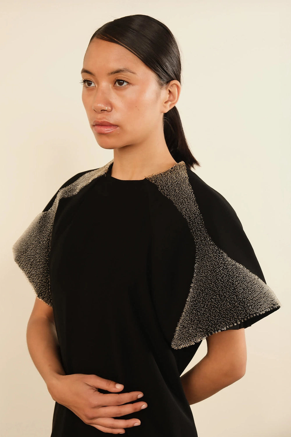 Fish Gill Black Overlay Dress