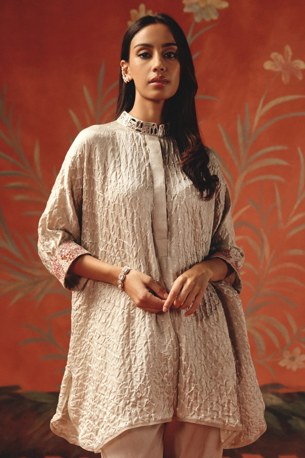Moon Dust Bandhani Oversize Shirt with Cigarette Pants