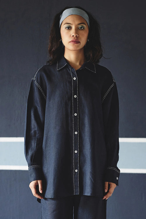 Navy Blue  Kantha Shirt