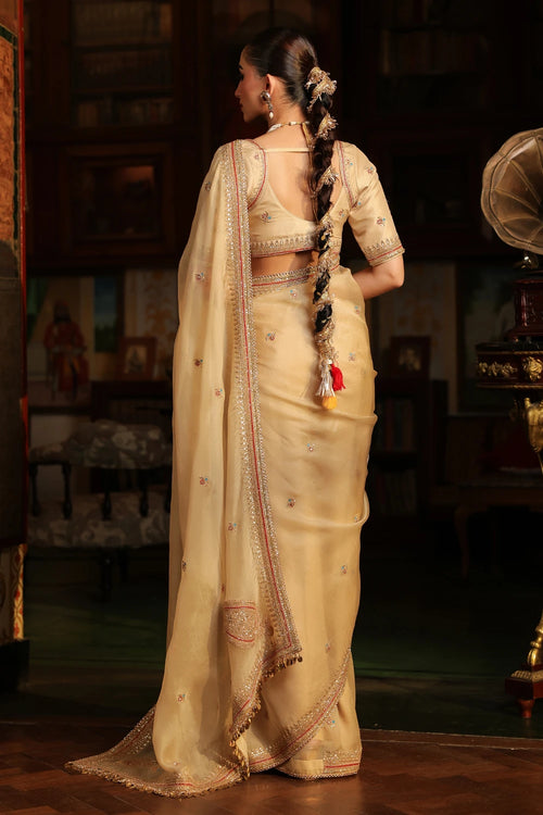 Ahista Ivory Patti Buta Saree Set