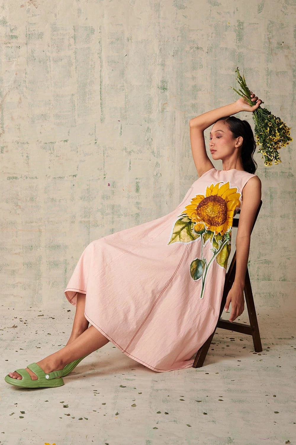 Peach Sunflower Applique Dress
