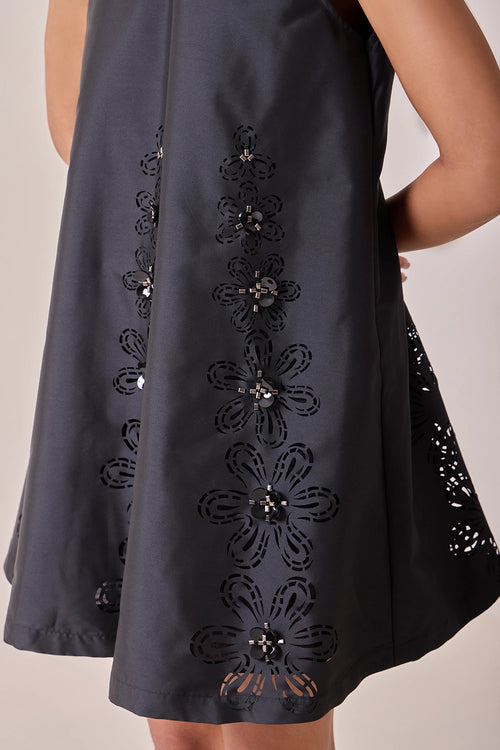 Noir Art-Cut Shift Dress
