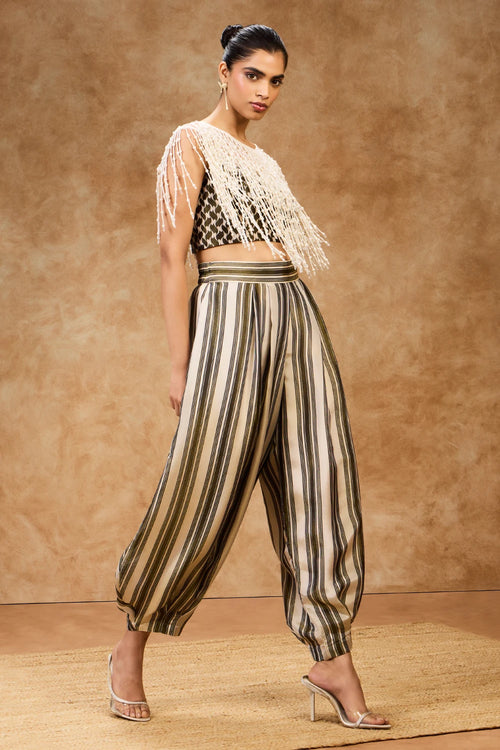 Pearl Cape And Mosaic Bustier With Pants Set