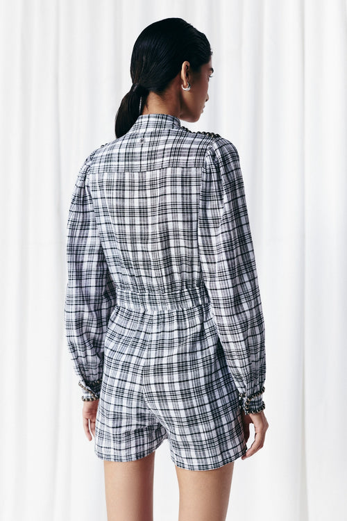 Black & White Check Studded Playsuit