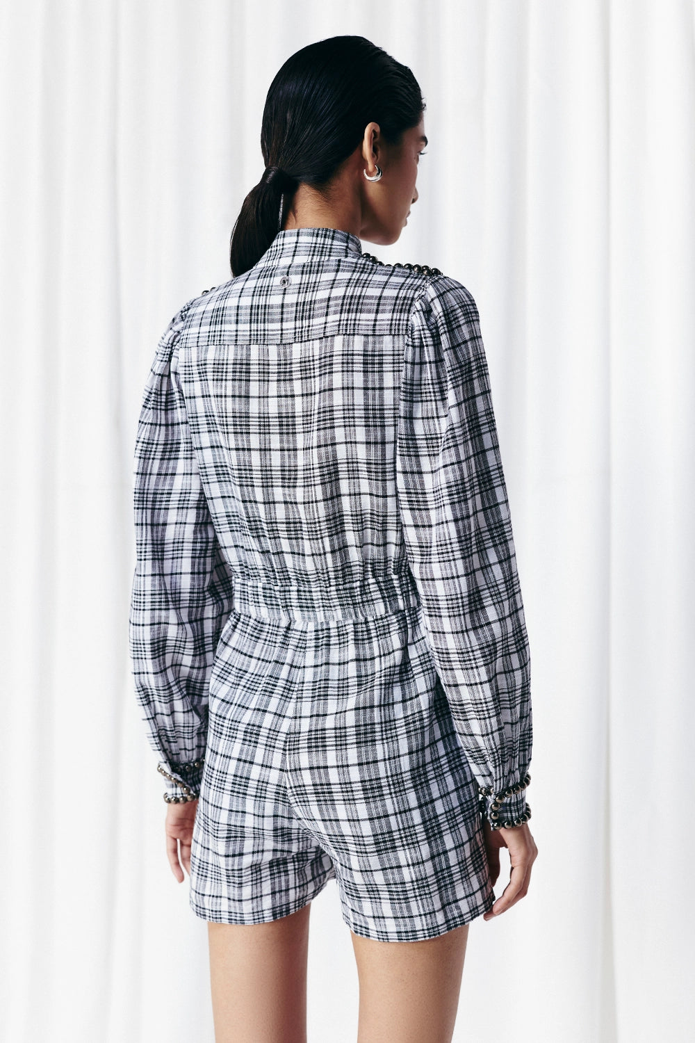 Black & White Check Studded Playsuit