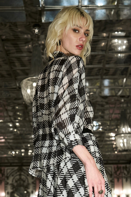 Monochrome Sequin Drape Shirt