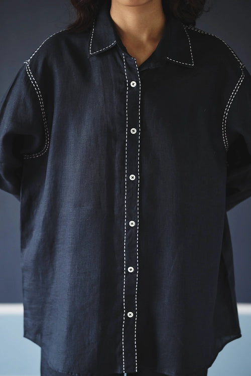 Navy Blue  Kantha Shirt