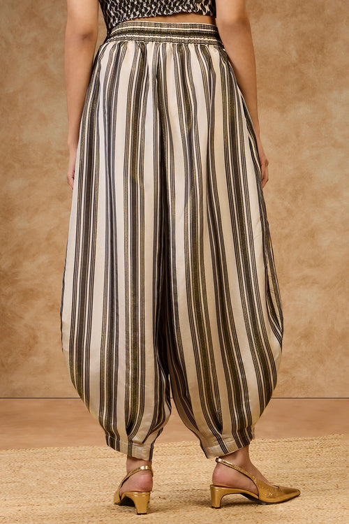 Olive Striped Barrel Pants