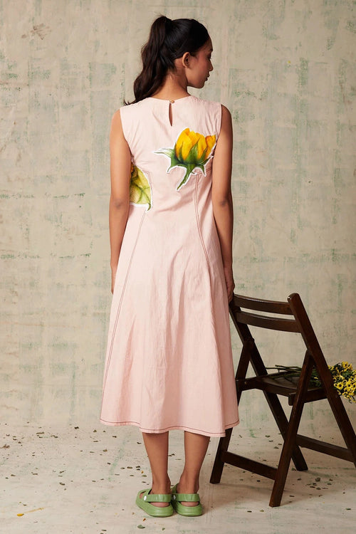 Peach Sunflower Applique Dress