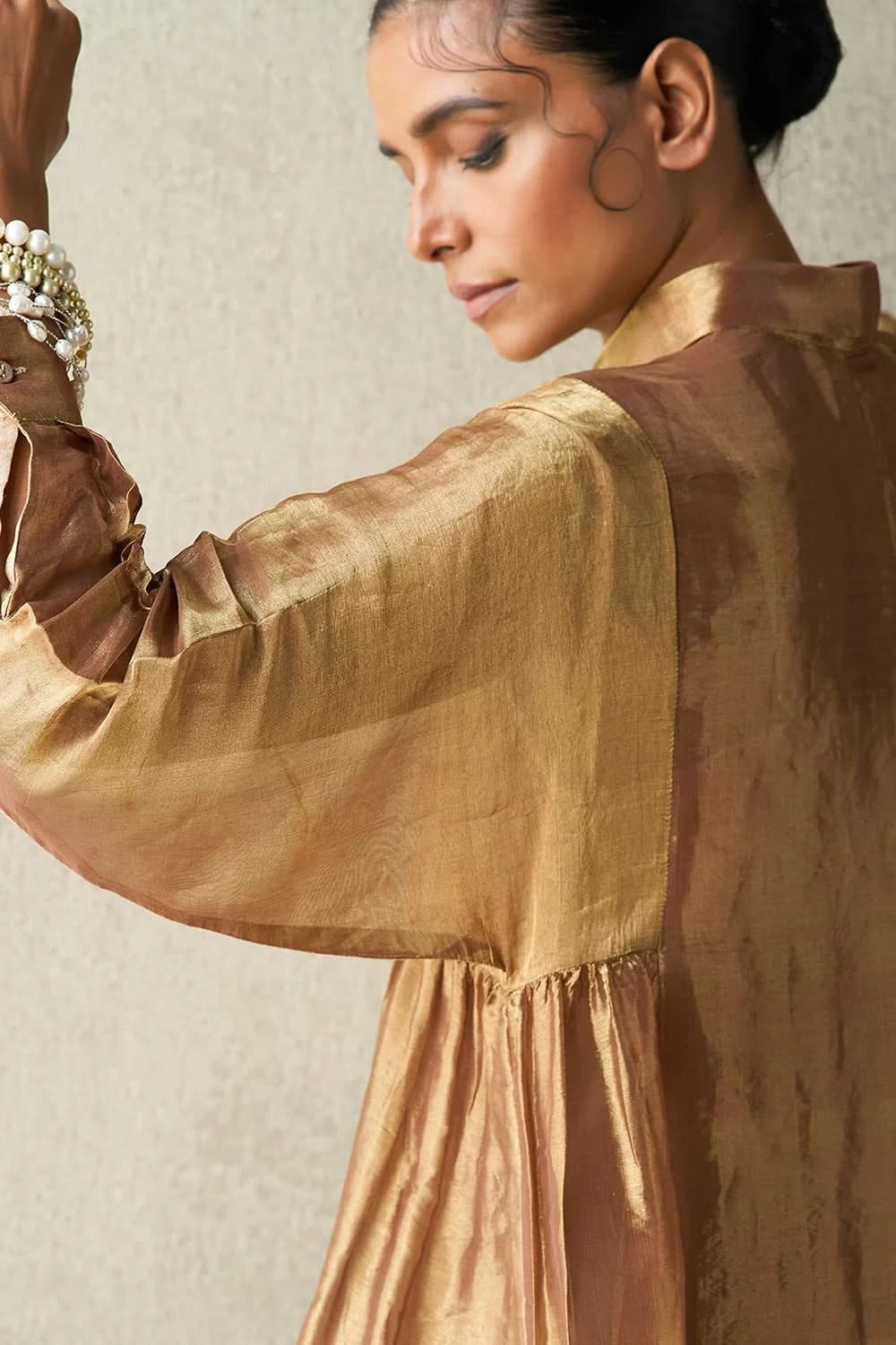 Buy Karam Gold Tissue Dress Online | The Sverve XS Buy Karam Gold Tissue Dress Online | The Sverve XS